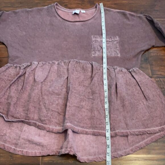 Anthropologie Postmark Purple Pullover Distressed Top Boho Casual Relaxed - Picture 5 of 9